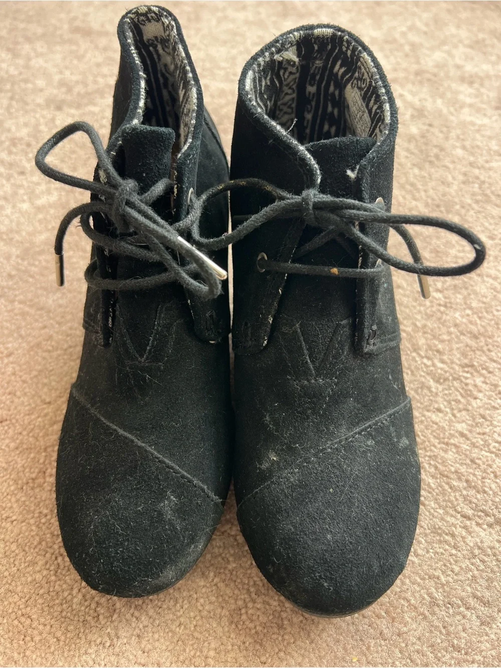 Black Suede Wedge Ankle Booties